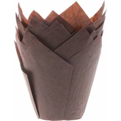 Hnědé papírové košíčky na muffiny tulipán 200ks - House of Marie