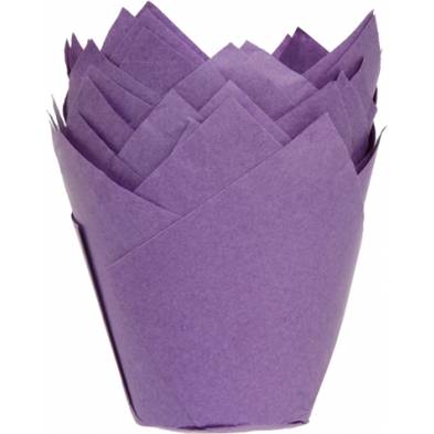 Fialové papírové košíčky na muffiny tulipán 200ks - House of Marie