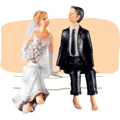 Svatební figurka - sedící pár na okraji dortu - Florensuc