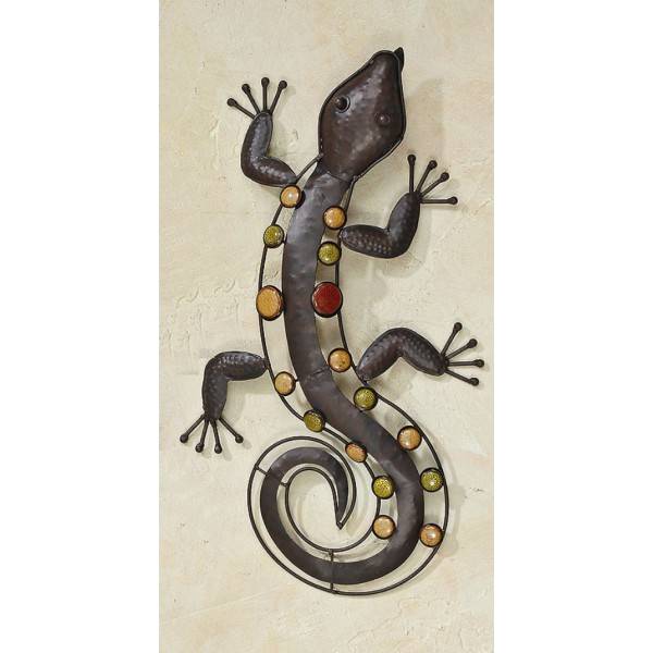 Kovová ještěrka s barevnými kameny - IntArt