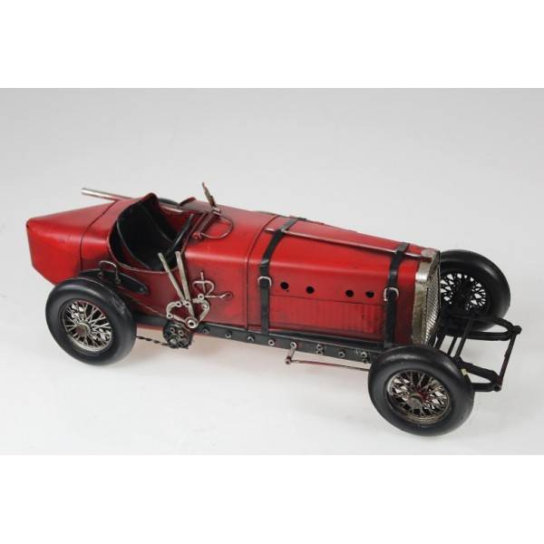 Plechový model retro závodní bugatka červená 33cm - IntArt