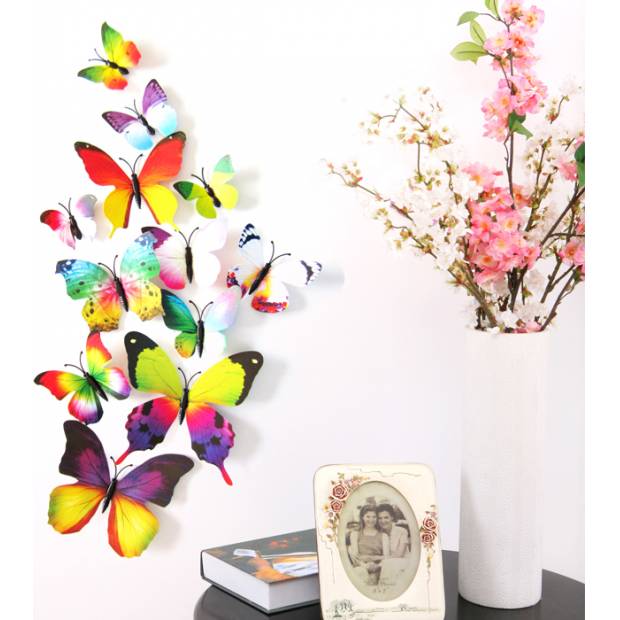 Samolepky na zeď 3D duhoví motýlci - Nalepovací tabule