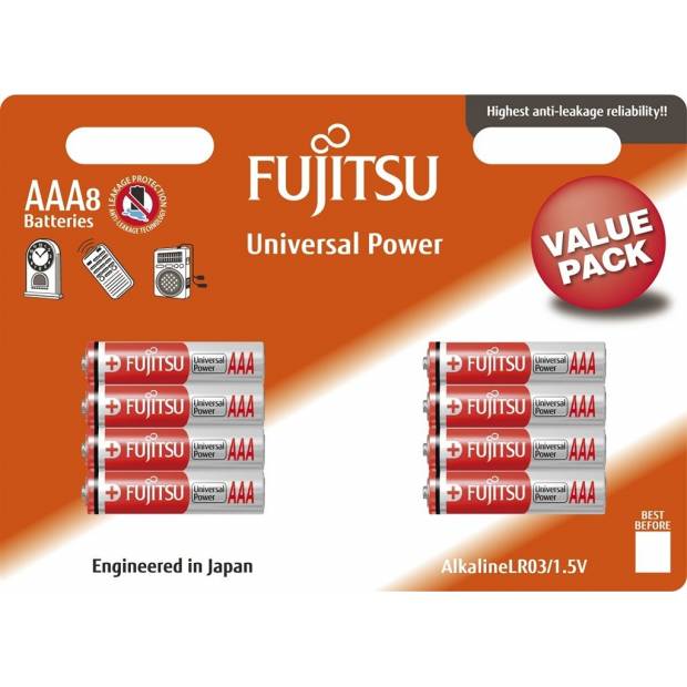 Fujitsu Universal Power alkalická baterie LR03/AAA, blistr 8ks
