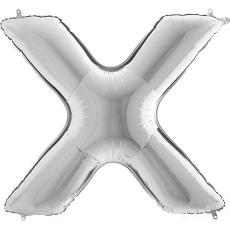 Nafukovací balónek písmeno X stříbrné 102 cm - Grabo
