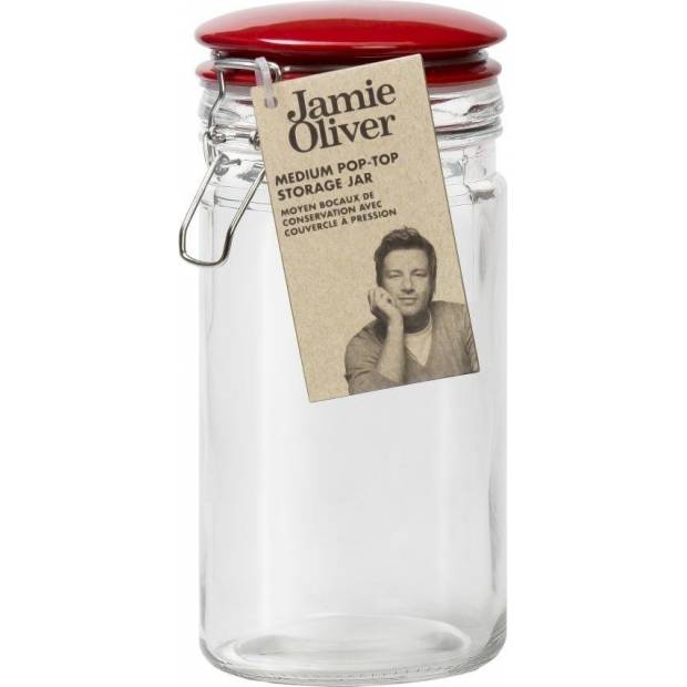 Jamie Oliver skleněná dóza střední na potraviny, červené víko JK8010 DKB Household UK Limited