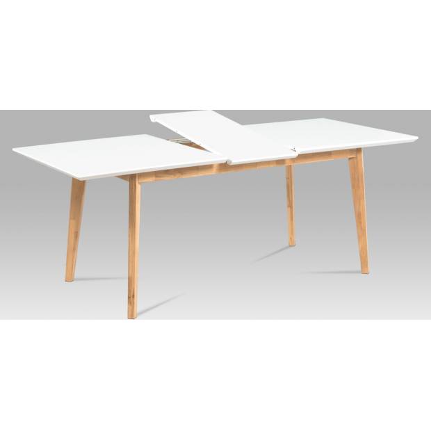 Rozkládací jídelní stůl 160+40x90, bílá MDF mat, masiv dub AT-6001 WT Art