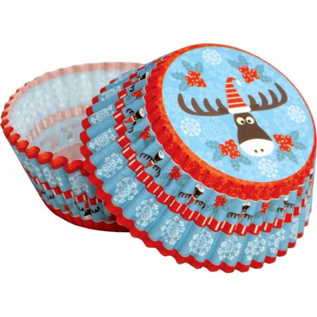 Papírové košíčky na Muffiny a cupcakes 50ks vánoční sob - Alvarak