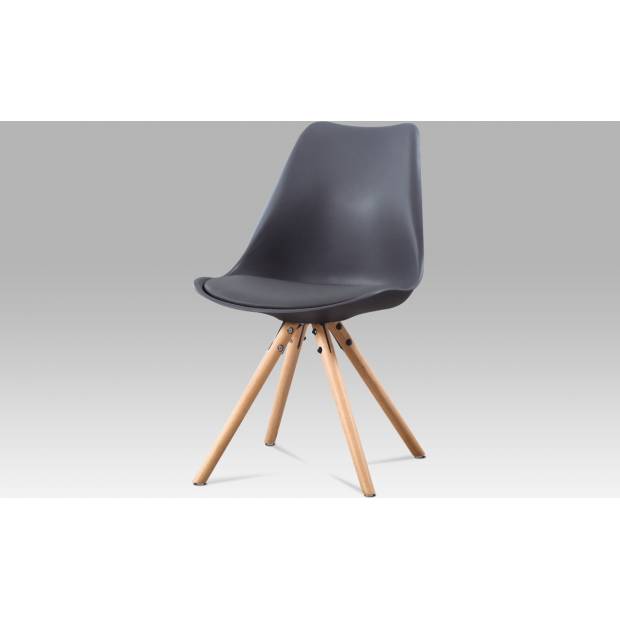 Jídelní židle, šedá plast + ekokůže, masiv buk CT-233 GREY Art
