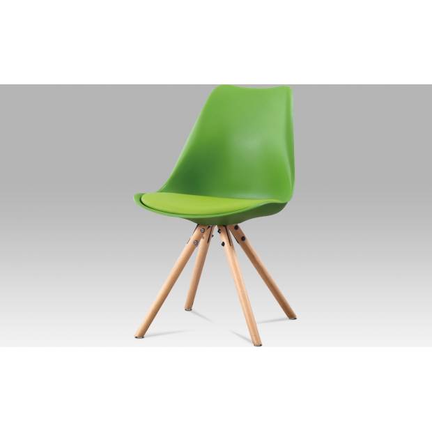Jídelní židle, zelená plast + ekokůže, masiv buk CT-233 GRN Art