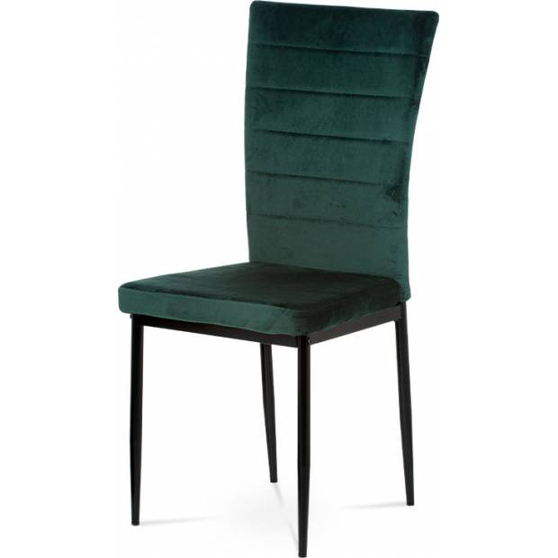 Jídelní židle, zelená látka samet, kov černý mat AC-9910 GRN4 Art