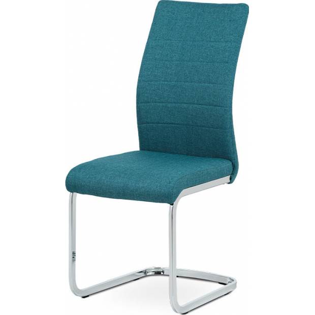 Jídelní židle, modrá látka, kov chrom DCH-455 BLUE2 Art