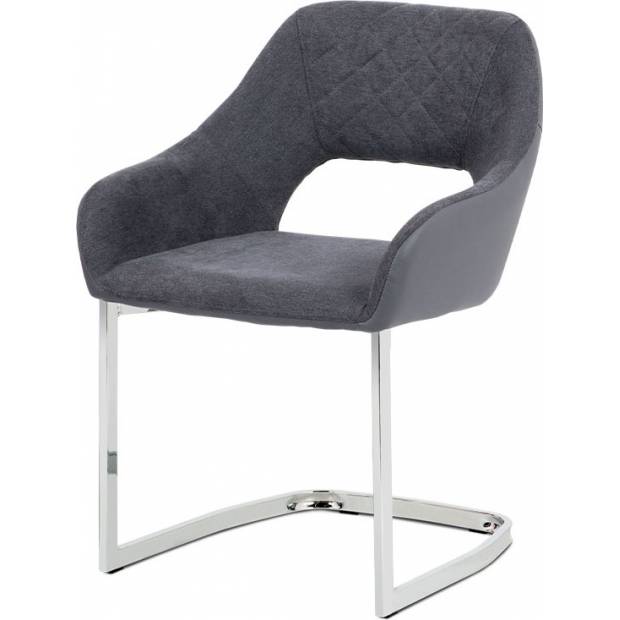 Jídelní židle, šedá látka+ekokůže, kov chrom HC-223 GREY2 Art